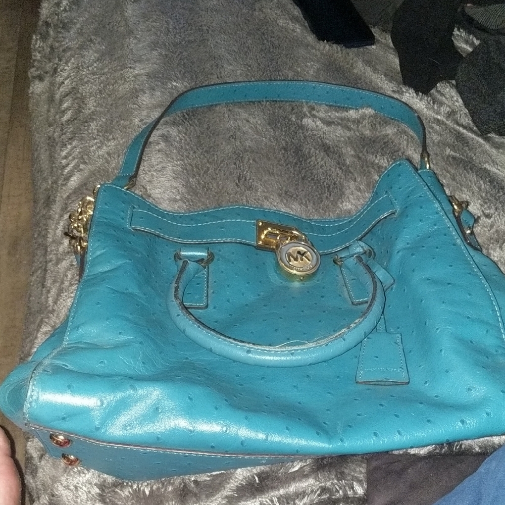 Michael Kors Blue Alligator Leather 1 of A kind Shoulder Bag with Stylish Design